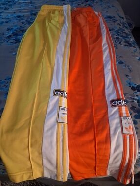 UNISEX Adidas Two-Tone Track Pants - Yellow (M) & Orange(L).